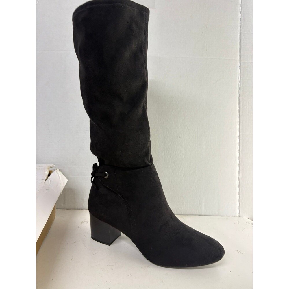 Charter Club Women's Jaccque Black Tall Block Heel Almond Toe Mid Calf Boots 11M